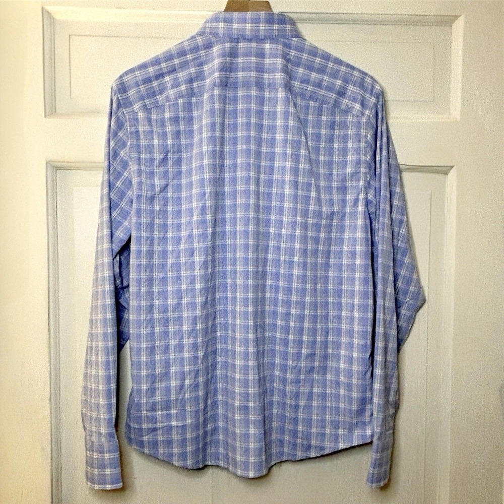 UNTUCKit Zonte Blue Plaid Performance Stretch Men's Medium Button Down Shirt - Picture 5 of 8